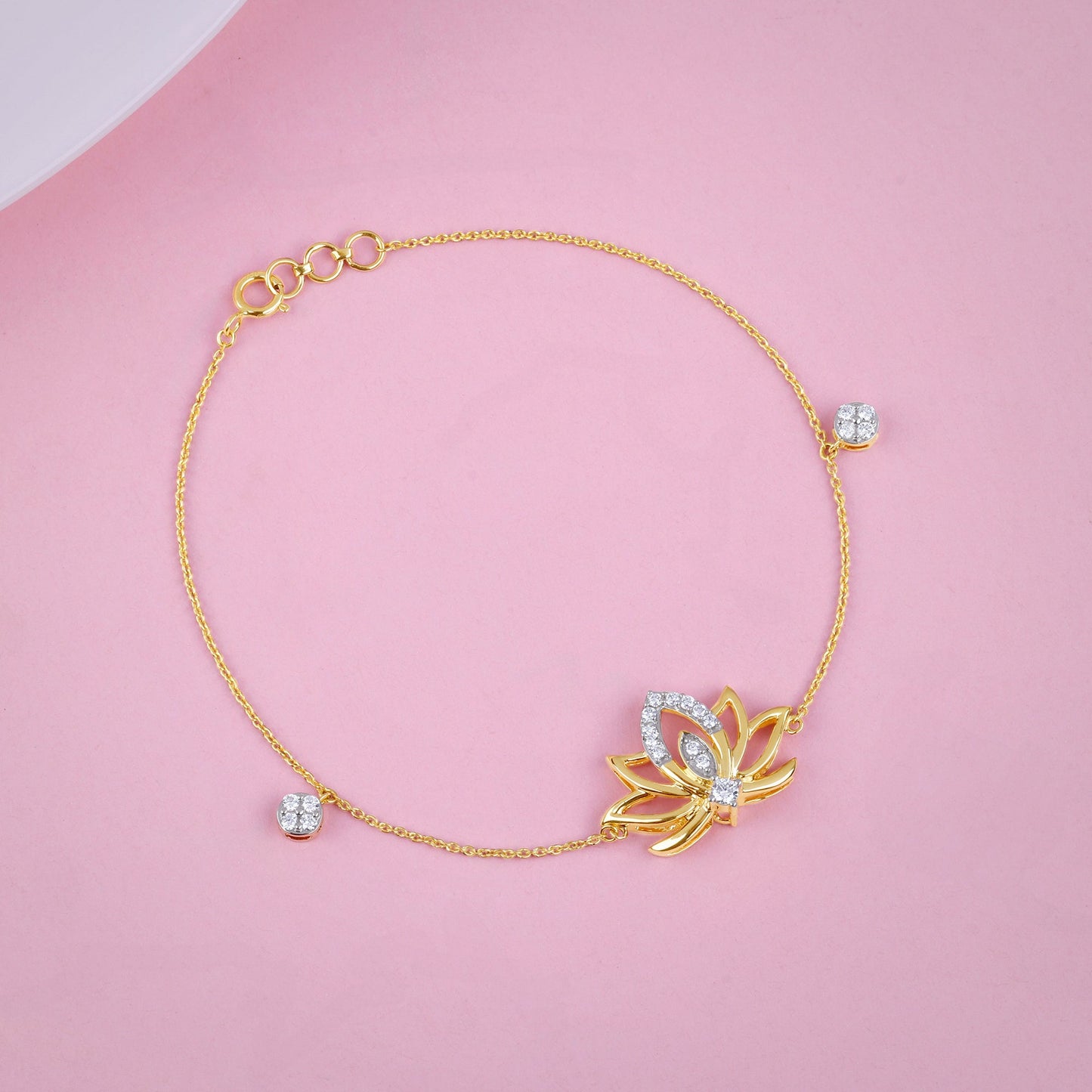 Gold Lotus Love Lab Grown Diamond Bracelet