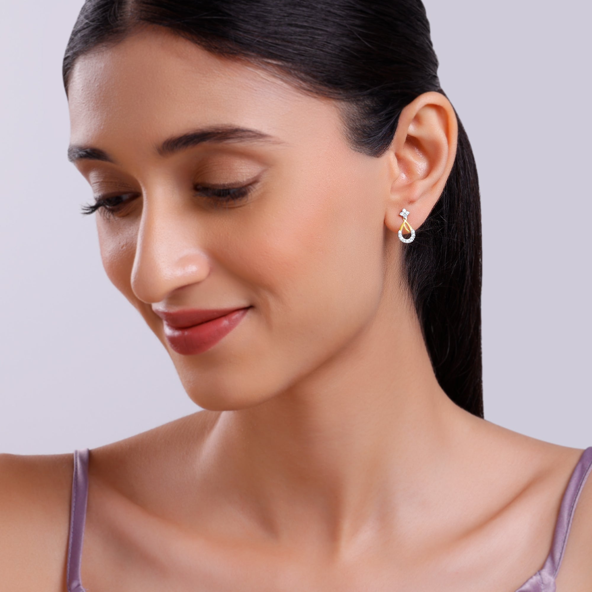 Gold Raindrop Lab Grown Diamond Earrings