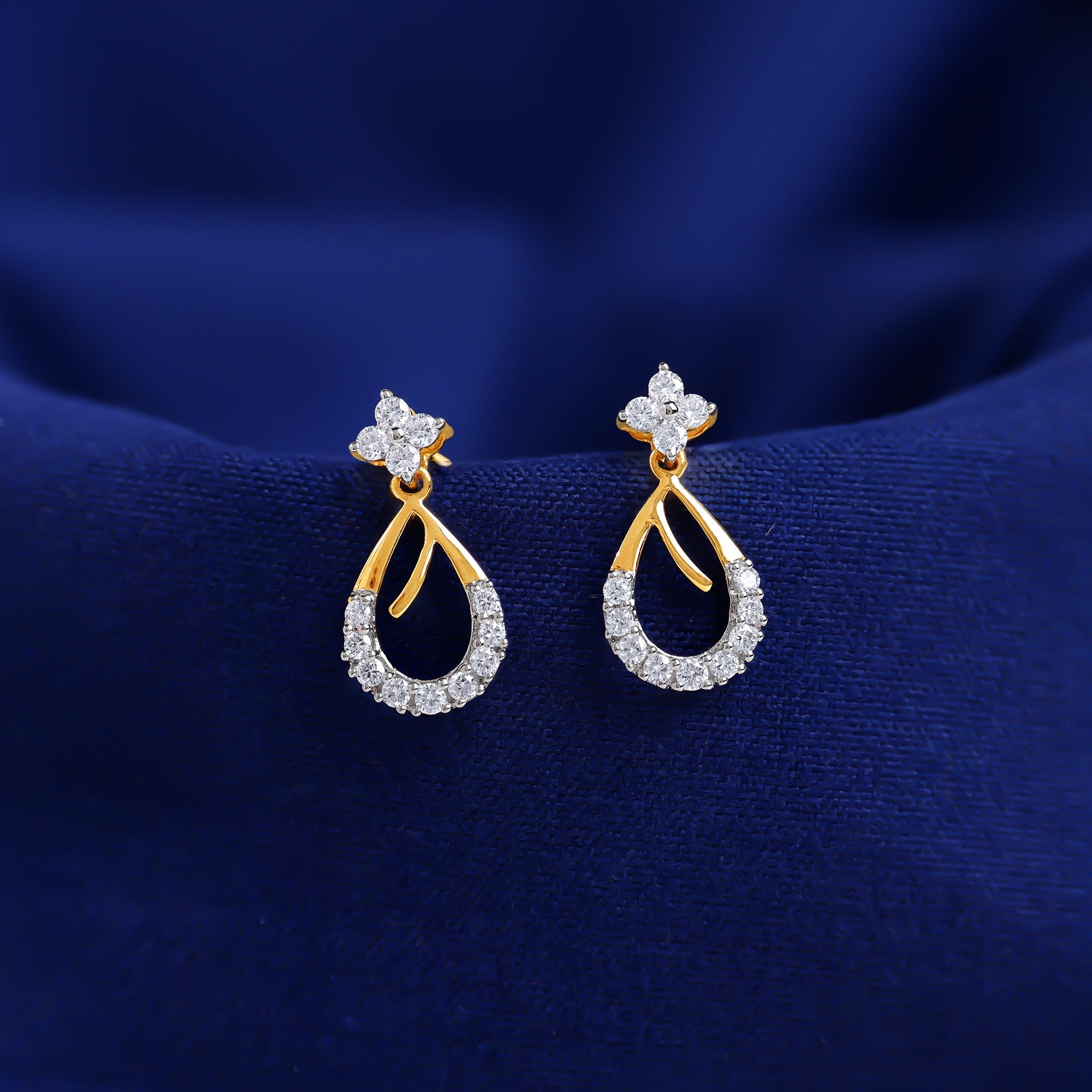 Gold Raindrop Lab Grown Diamond Earrings
