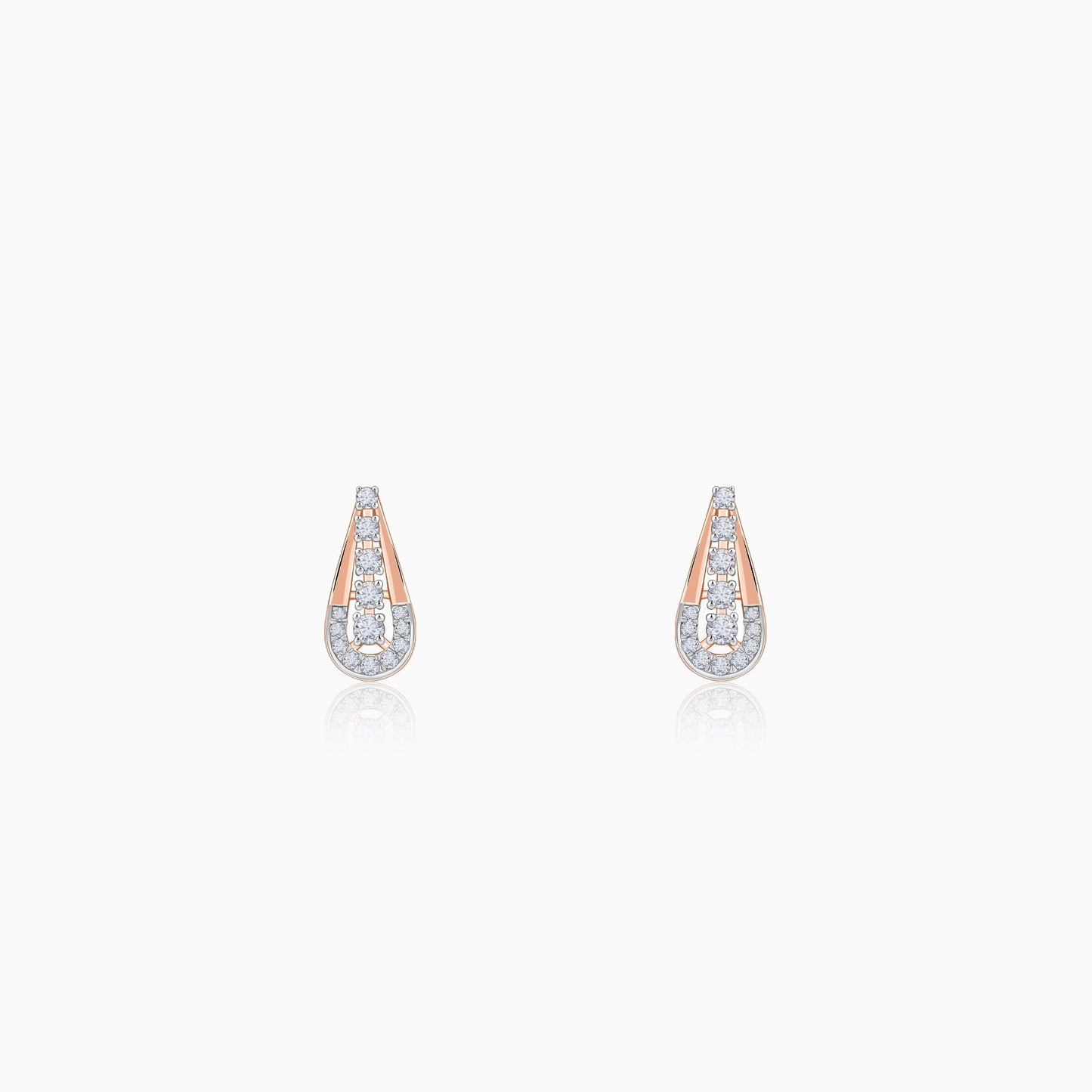 Rose Gold Modern Pear Lab Grown Diamond Earrings