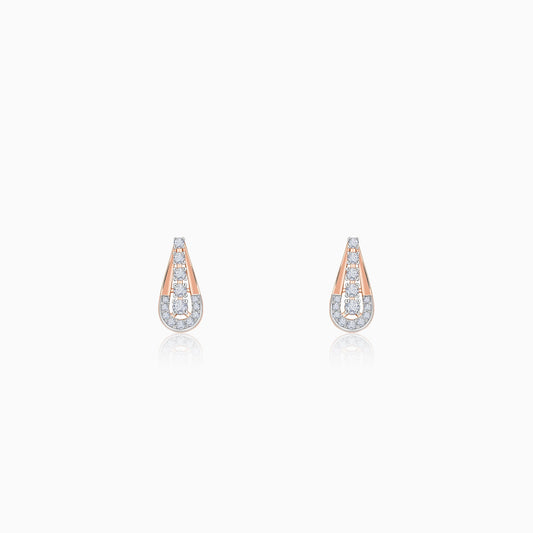 Rose Gold Modern Pear Lab Grown Diamond Earrings