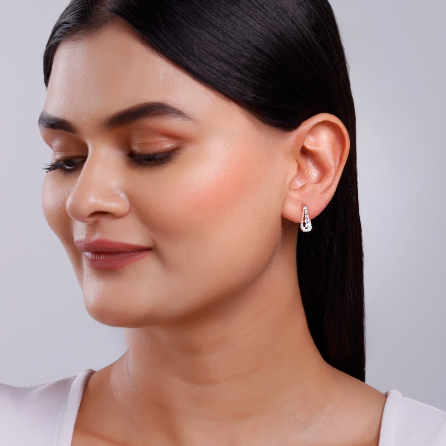 Rose Gold Modern Pear Lab Grown Diamond Earrings