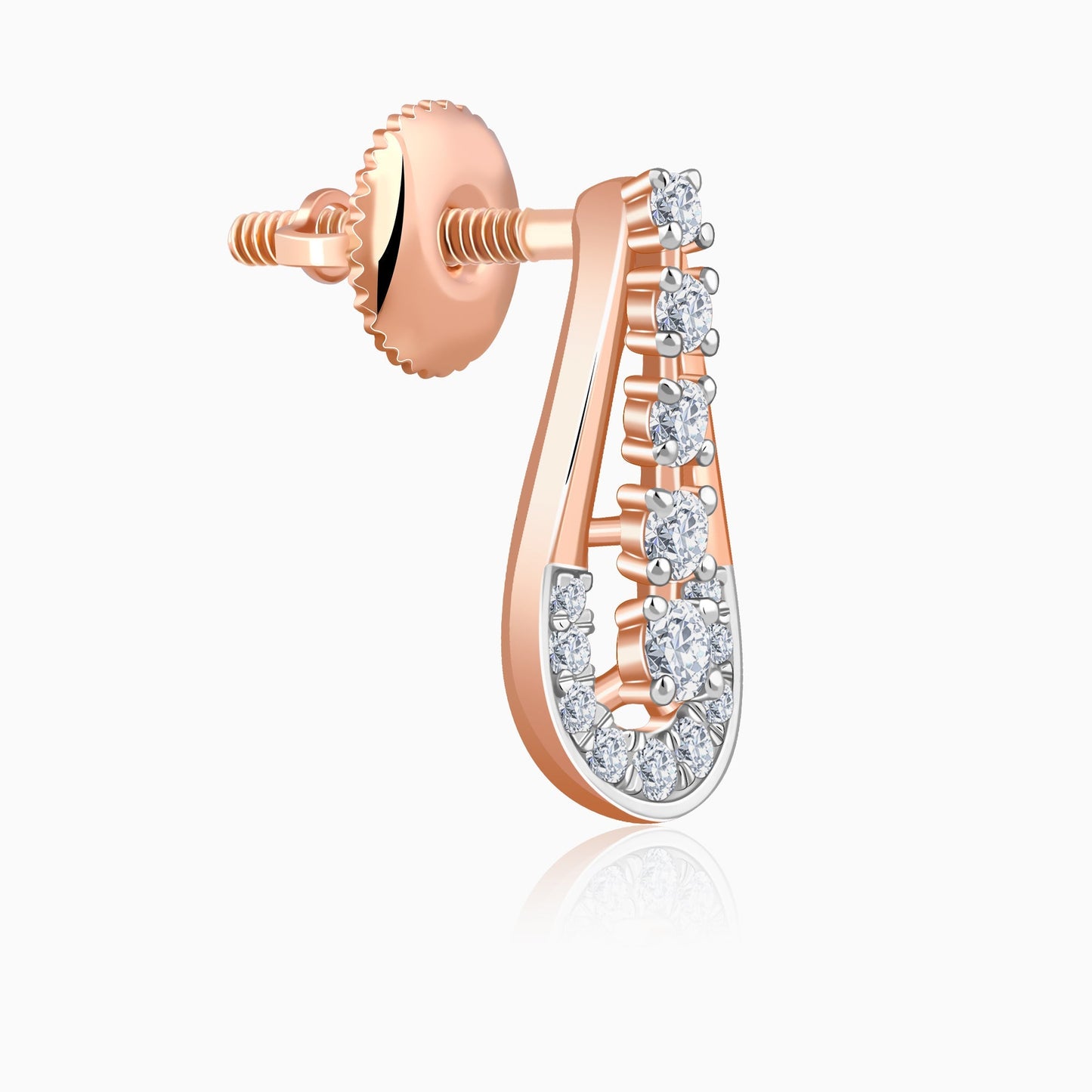 Rose Gold Modern Pear Lab Grown Diamond Earrings