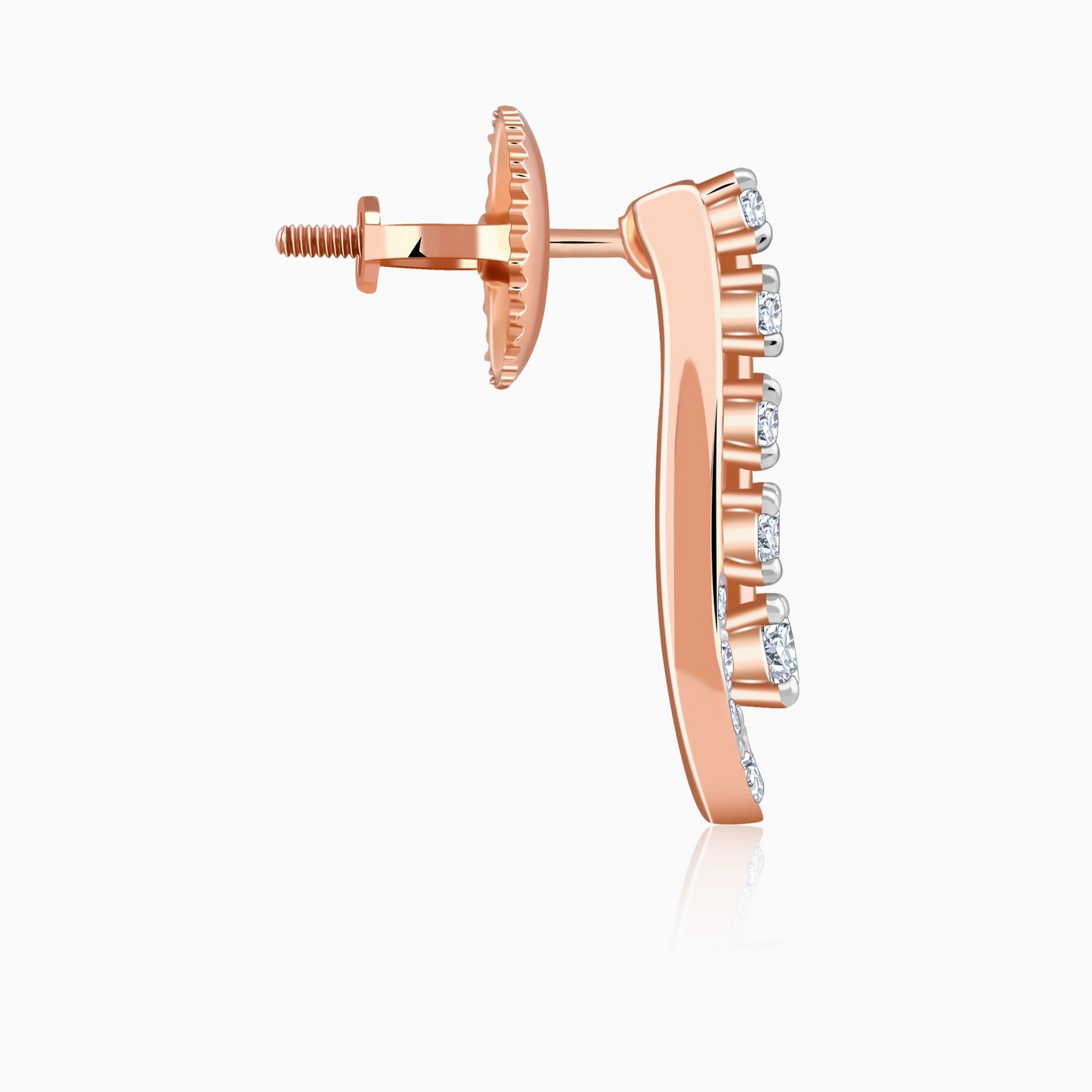 Rose Gold Modern Pear Lab Grown Diamond Earrings