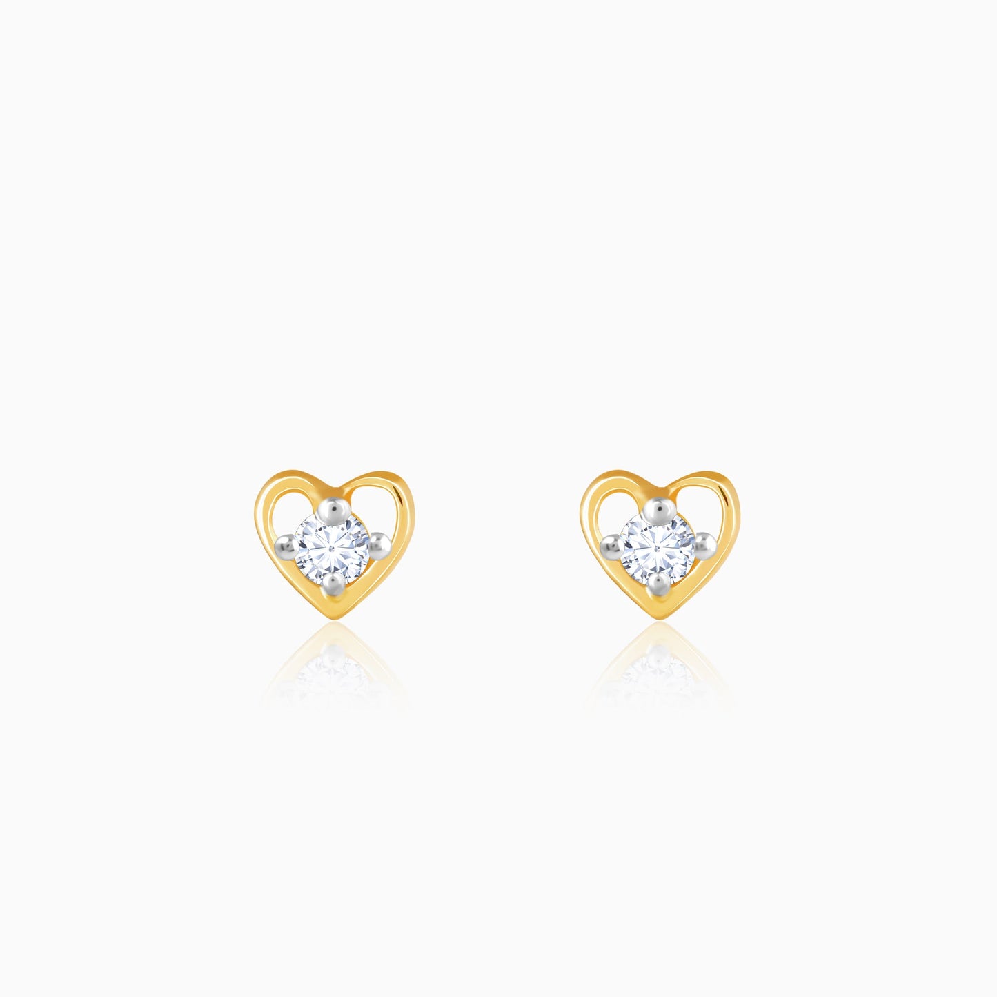 Gold Cute Heart Diamond Earrings