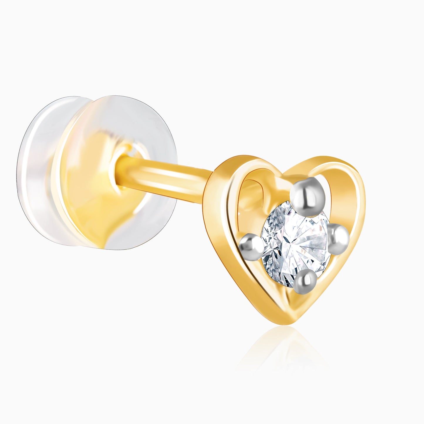 Gold Cute Heart Diamond Earrings