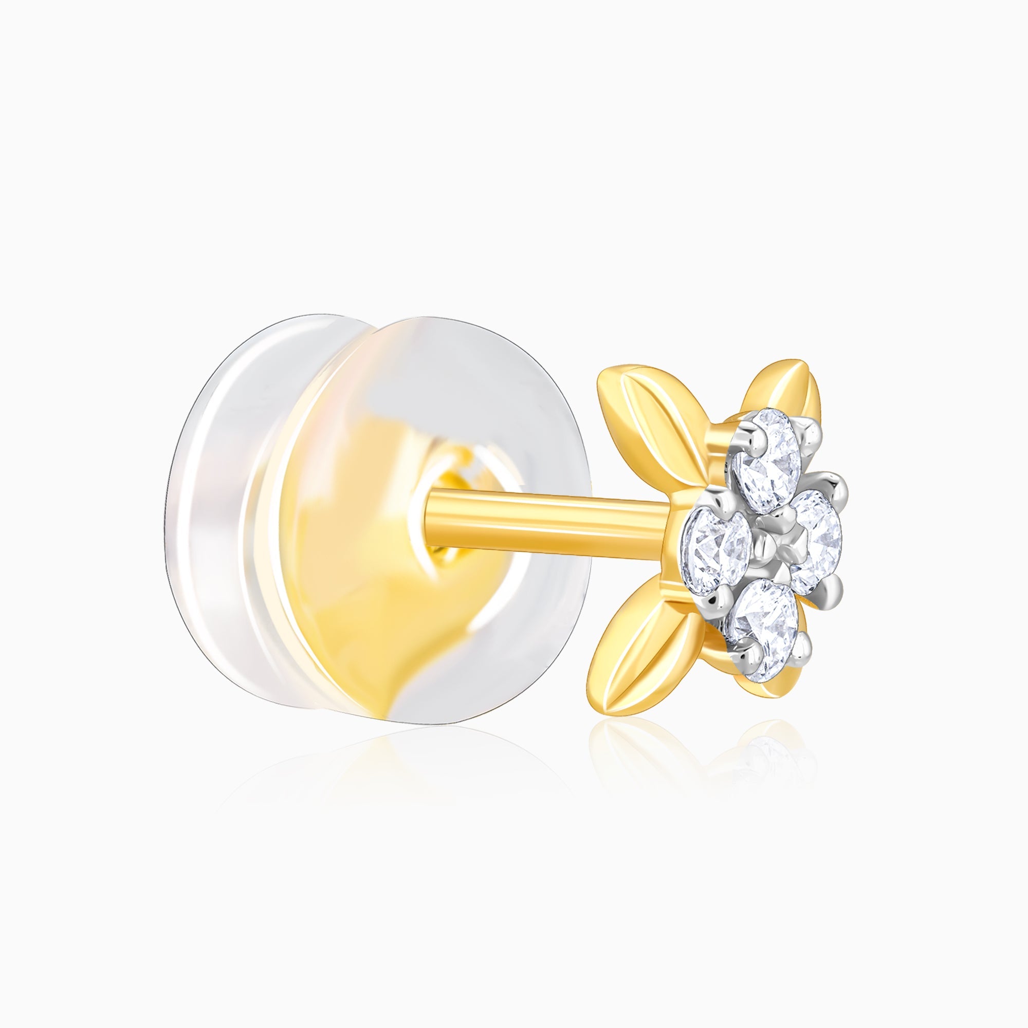 Gold Floral Beauty Diamond Stud Earrings