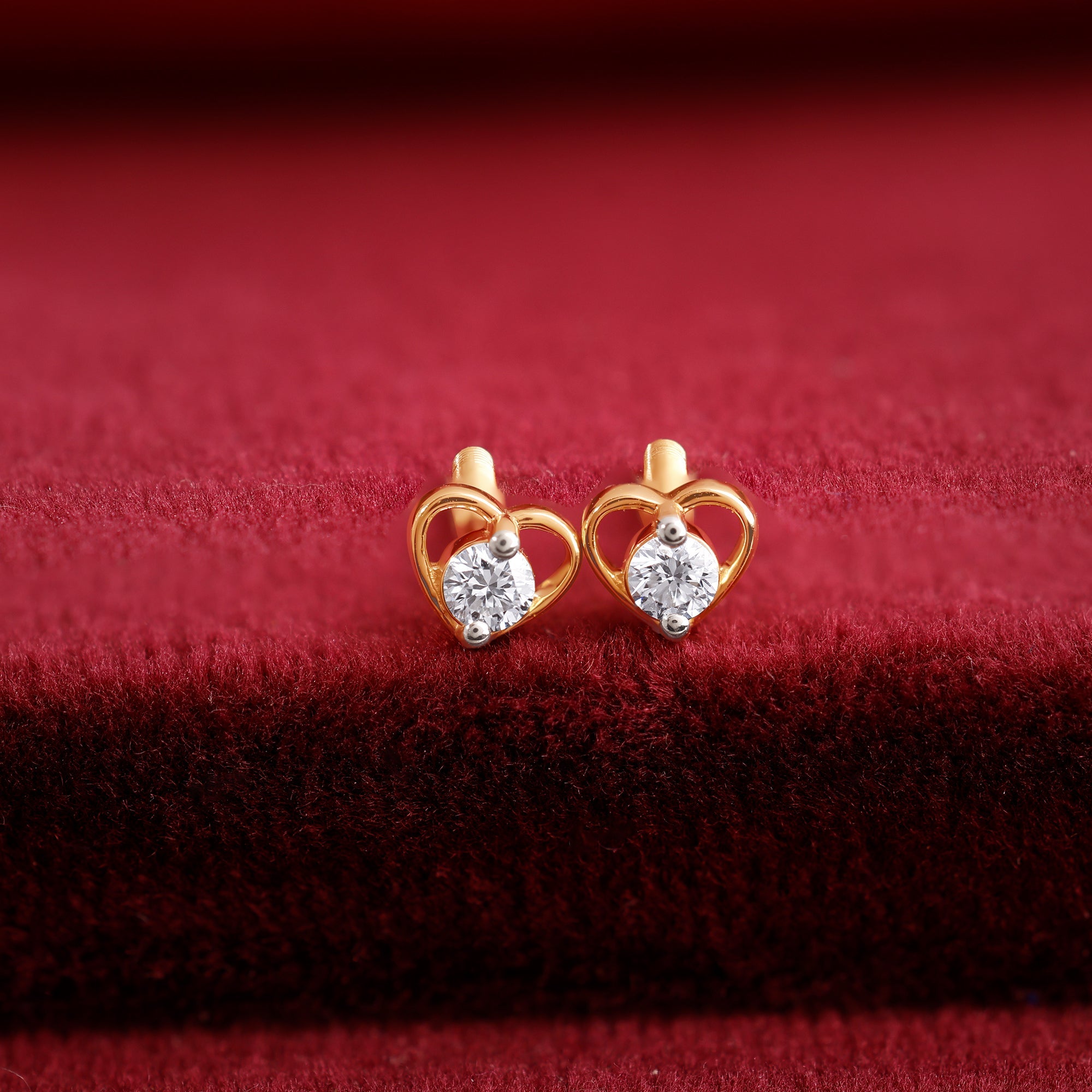 Gold Minnie Heart Lab Grown Diamond Earrings