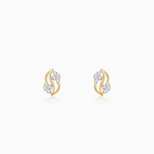 Gold Flower Wave Lab Grown Diamond Earrings