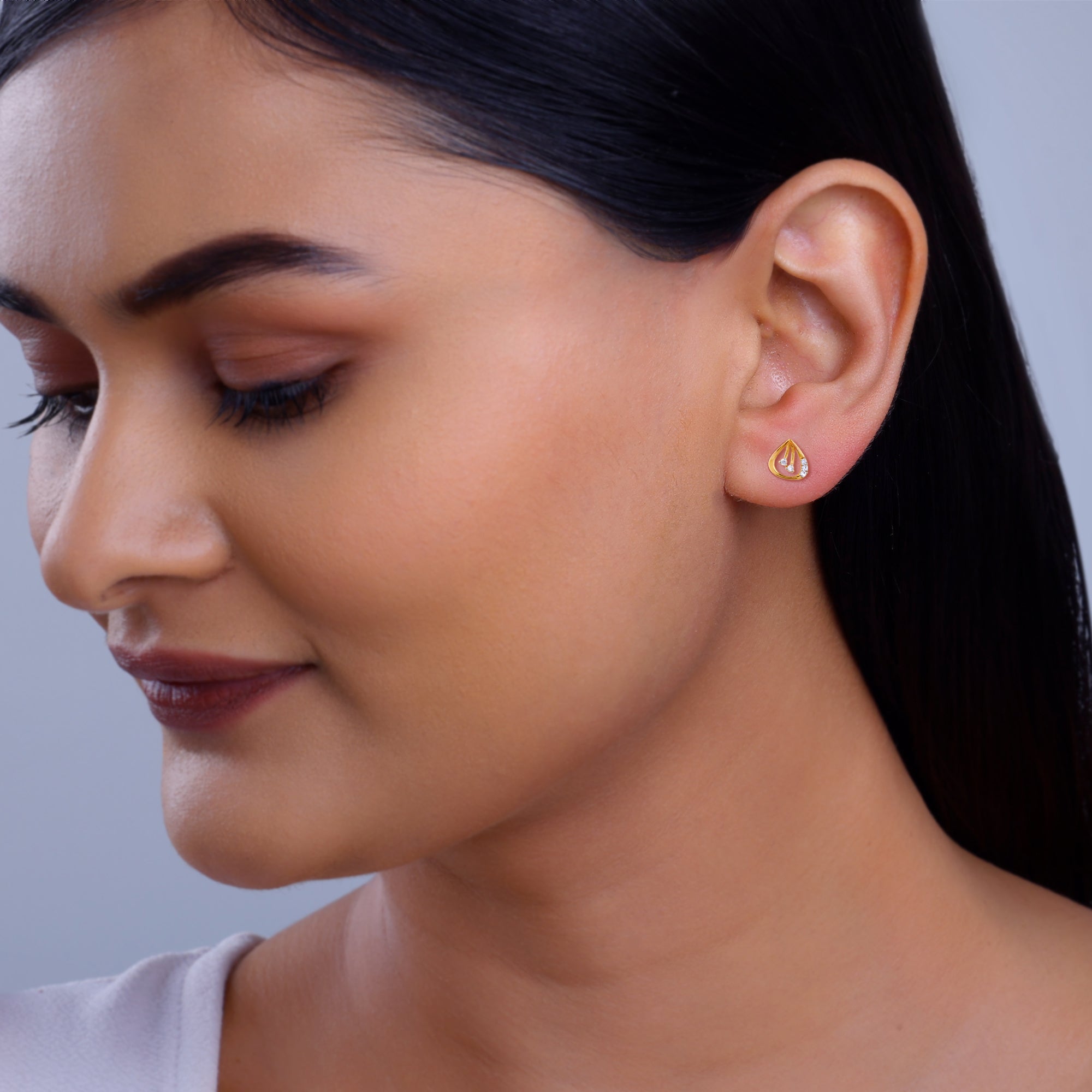 Gold Plucky Lab Grown Diamond Earrings