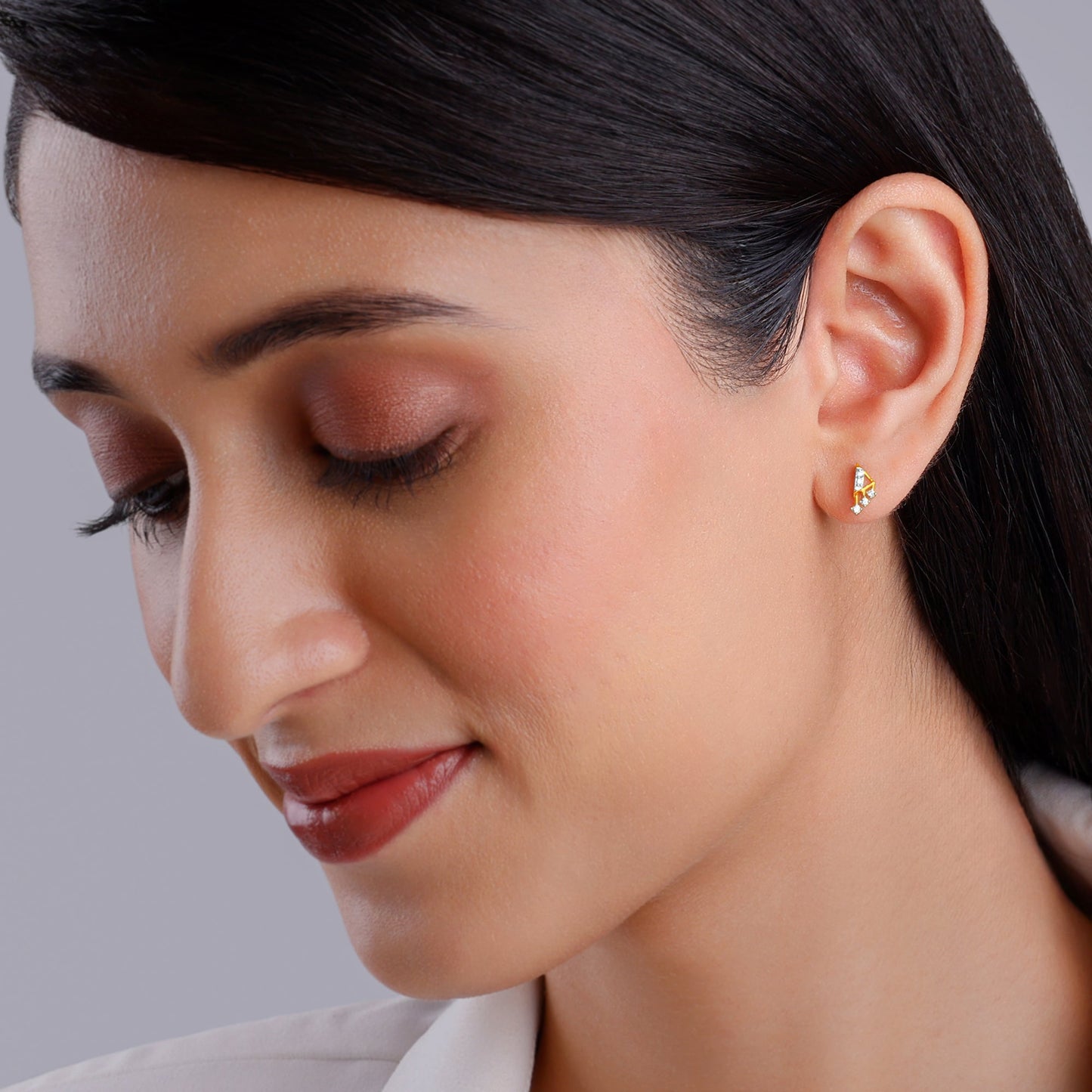 Gold Archer Diamond Earrings