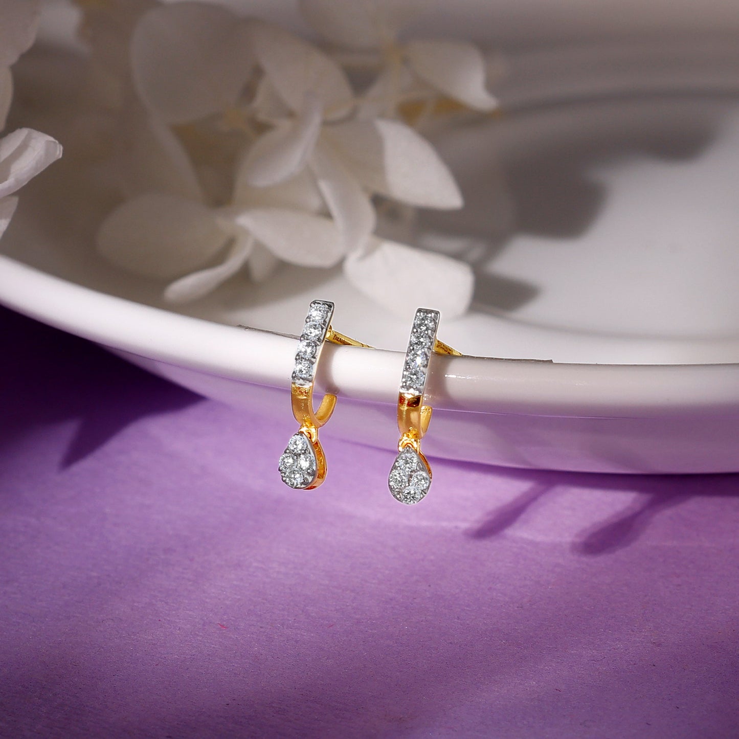 Gold Trickle Drop Diamond Earrings
