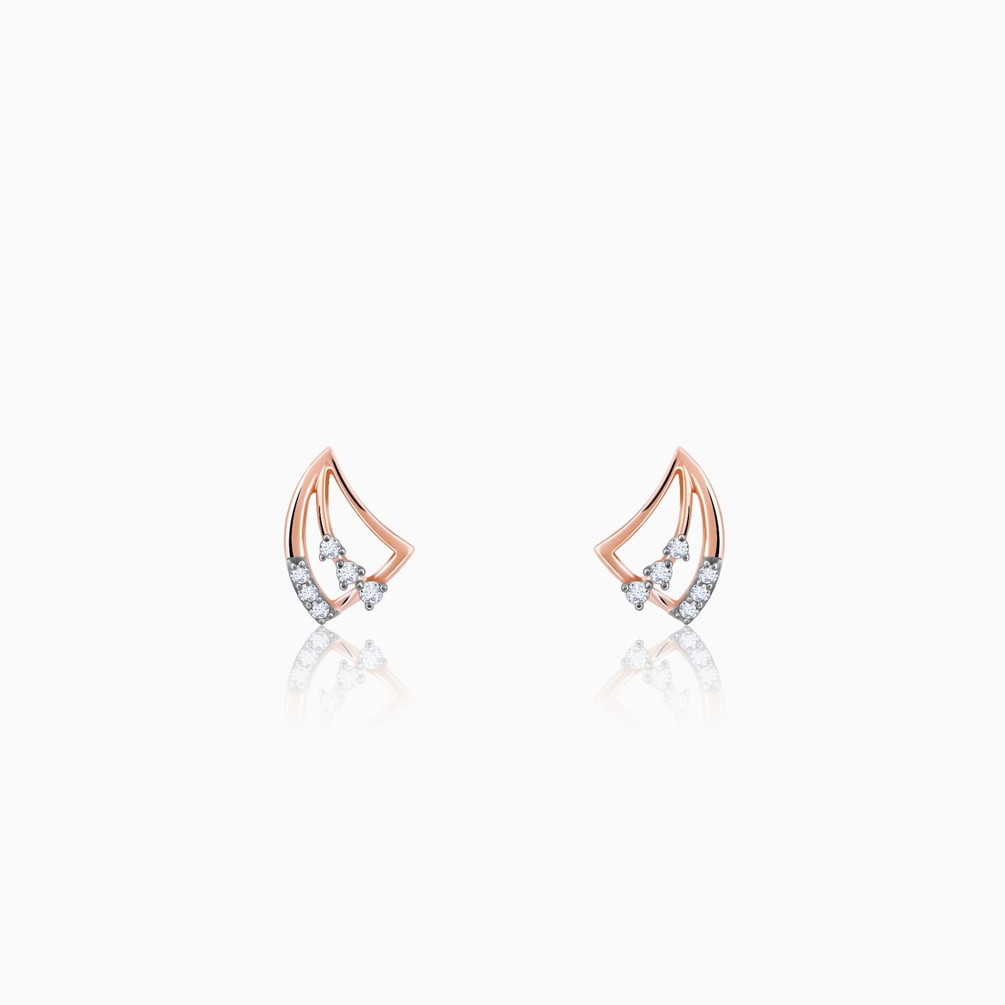 Rose Gold Wayfarer Diamond Earrings