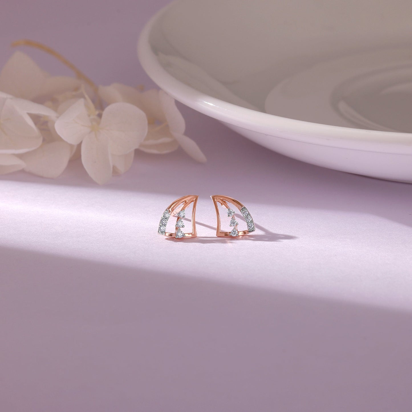 Rose Gold Wayfarer Diamond Earrings