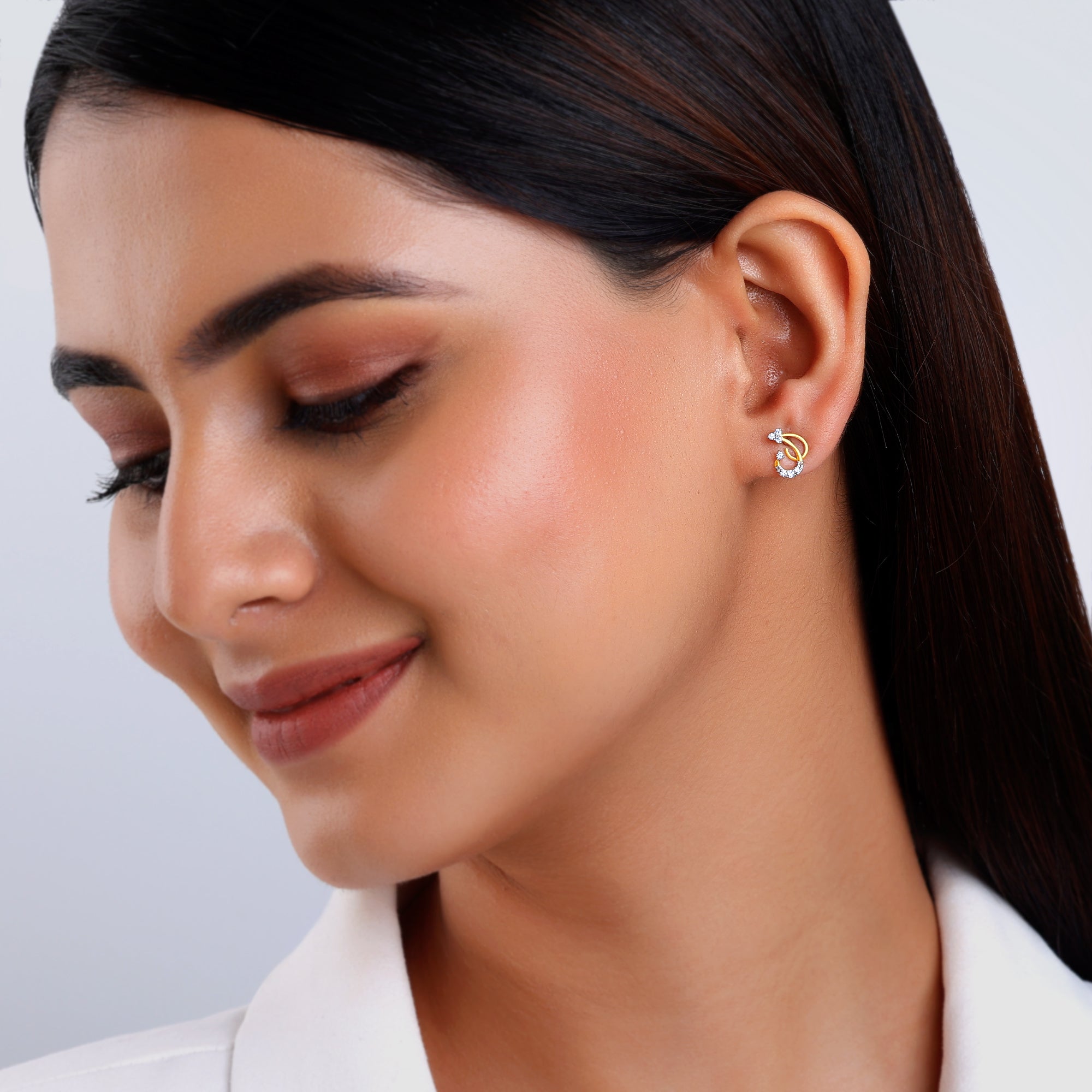 Gold Frilly Lab Grown Diamond Earrings