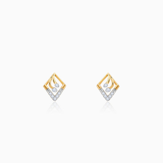 Gold Stellar Rhombus Diamond Earrings