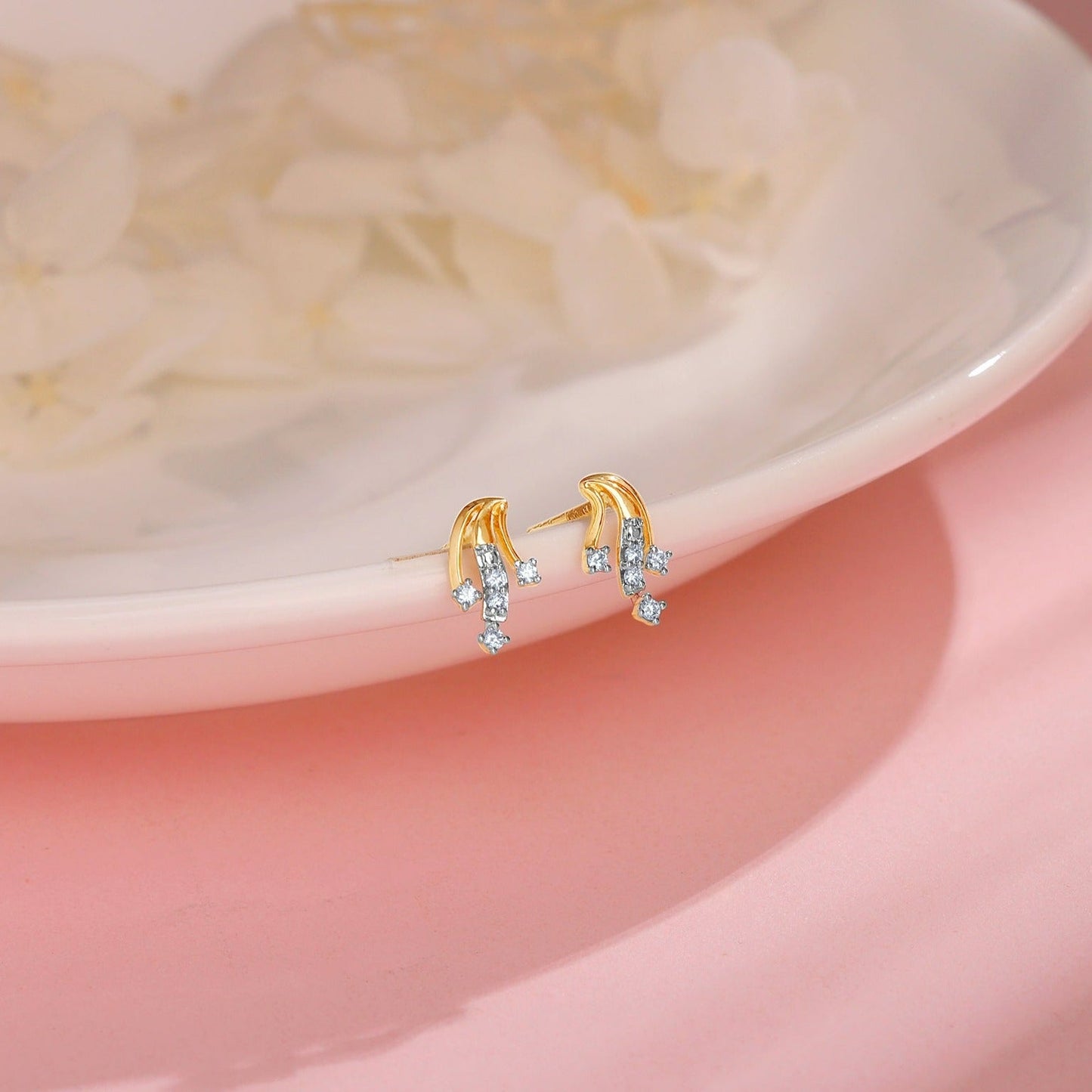 Gold Trail Diamond Earrings