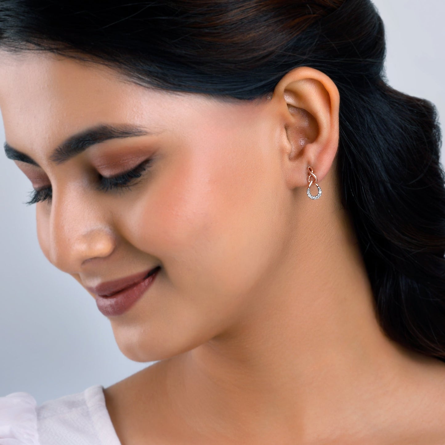 Rose Gold Twinkling Drops Diamond Earrings