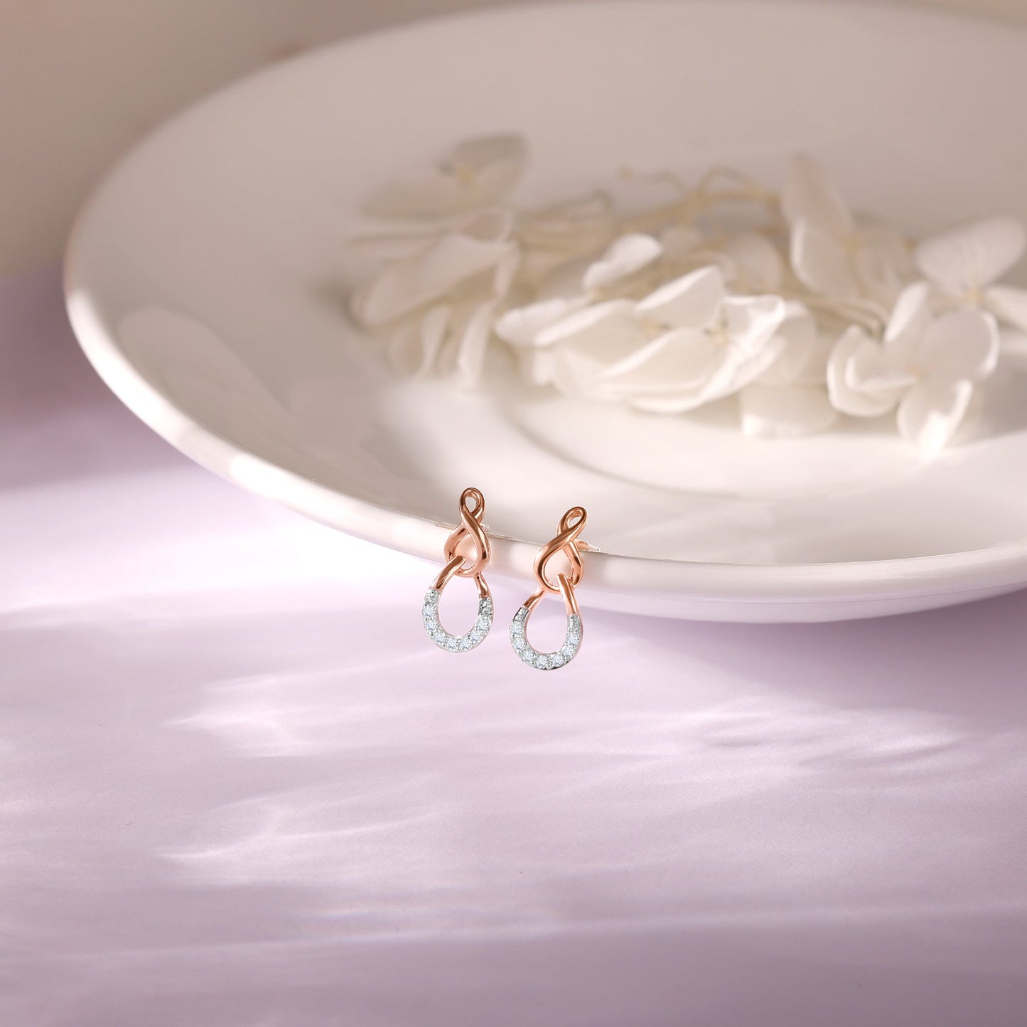 Rose Gold Twinkling Drops Diamond Earrings