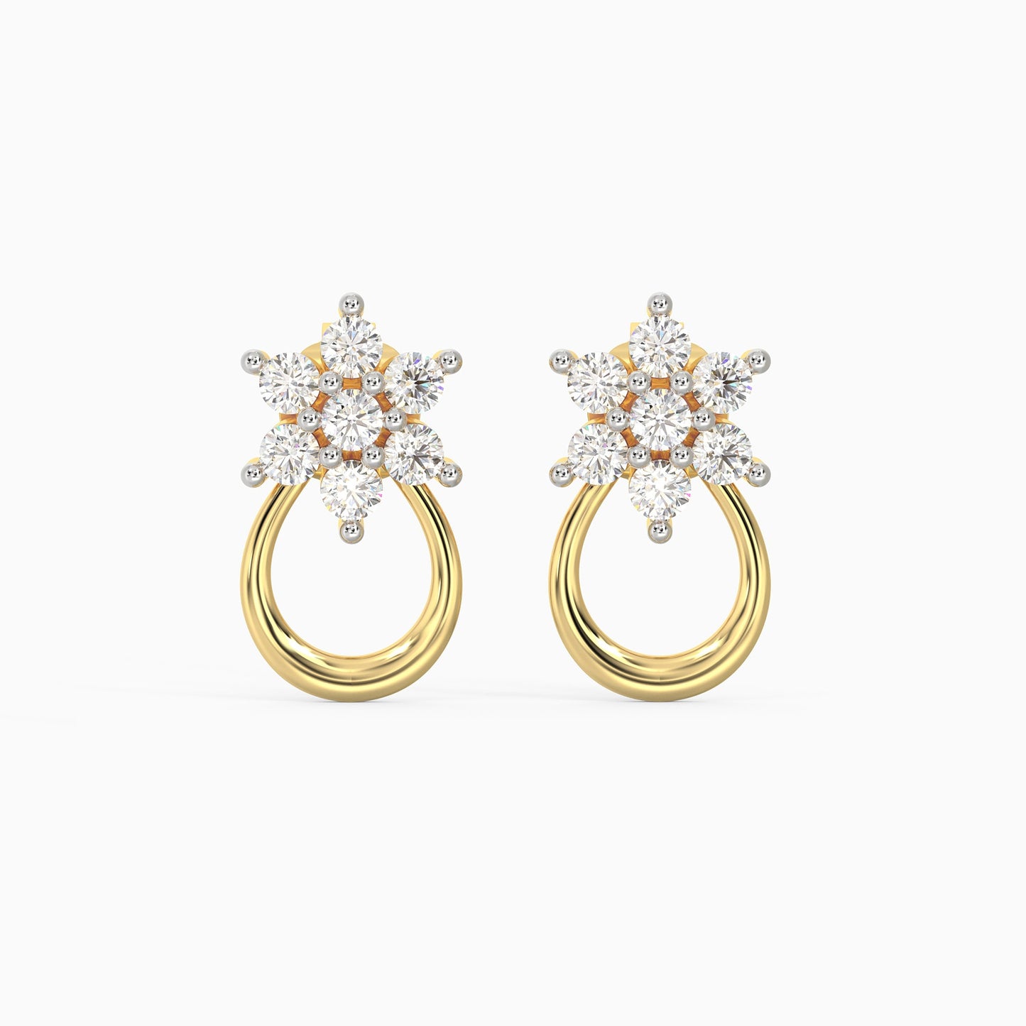 Gold Blooming Diamond Stud Earrings