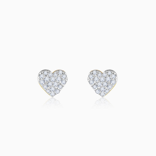 Gold Shimmering Hearts Diamond Earrings