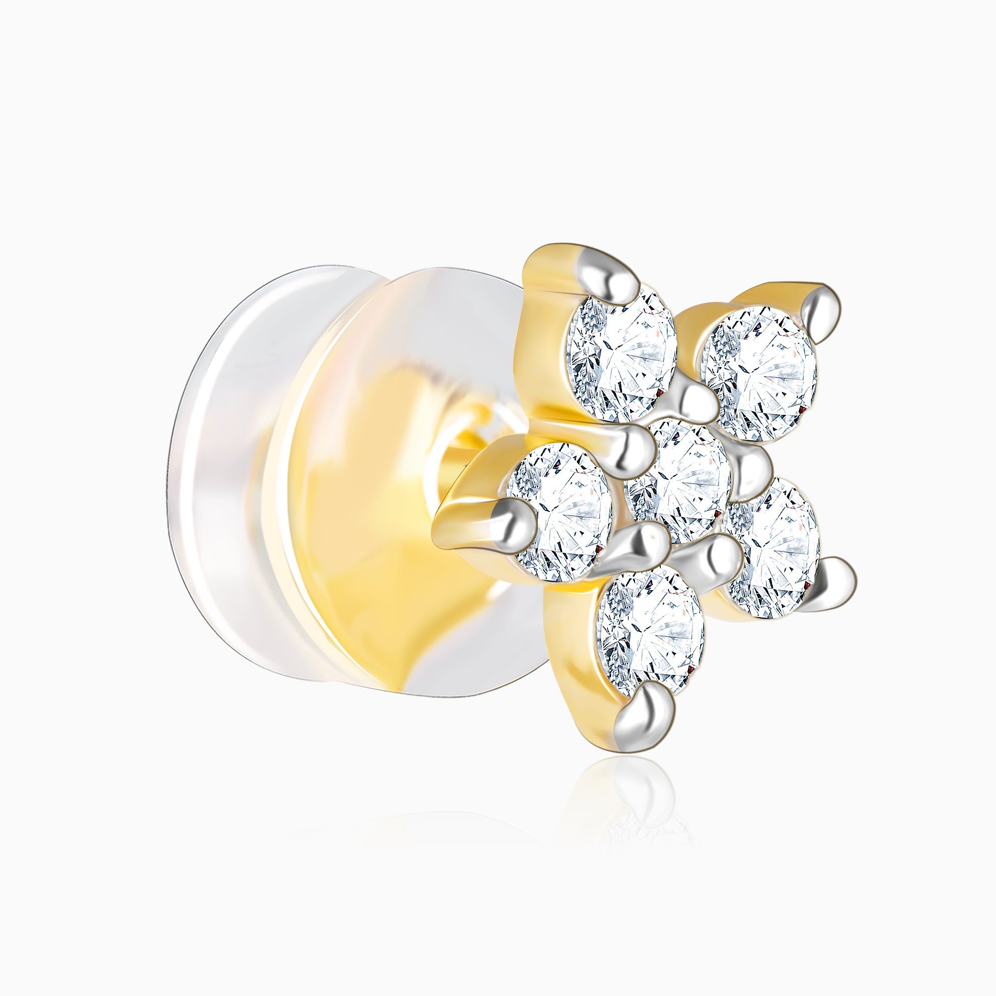 Gold Frilly Flower Diamond Earrings