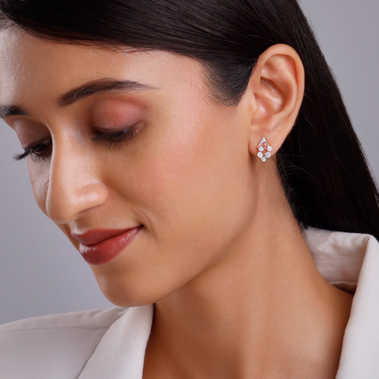 Rose Gold Cluster Diamond Earrings