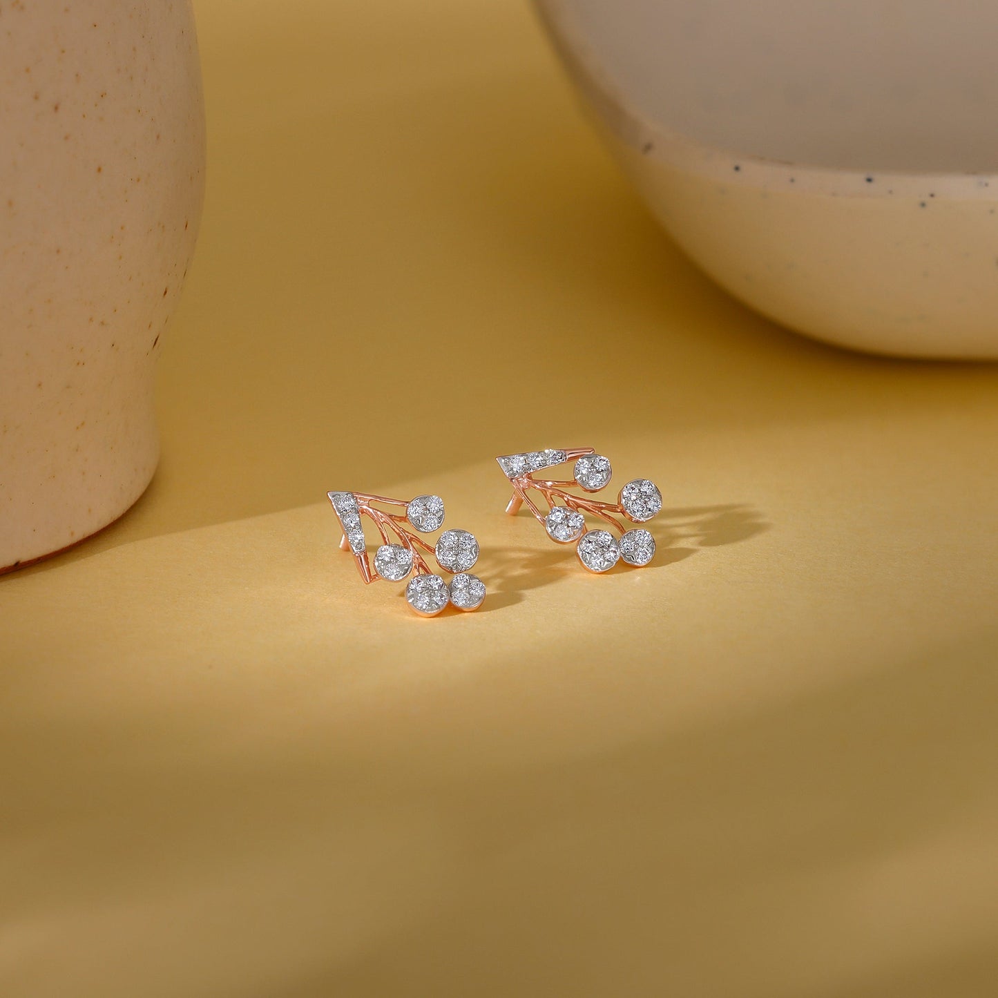 Rose Gold Cluster Diamond Earrings