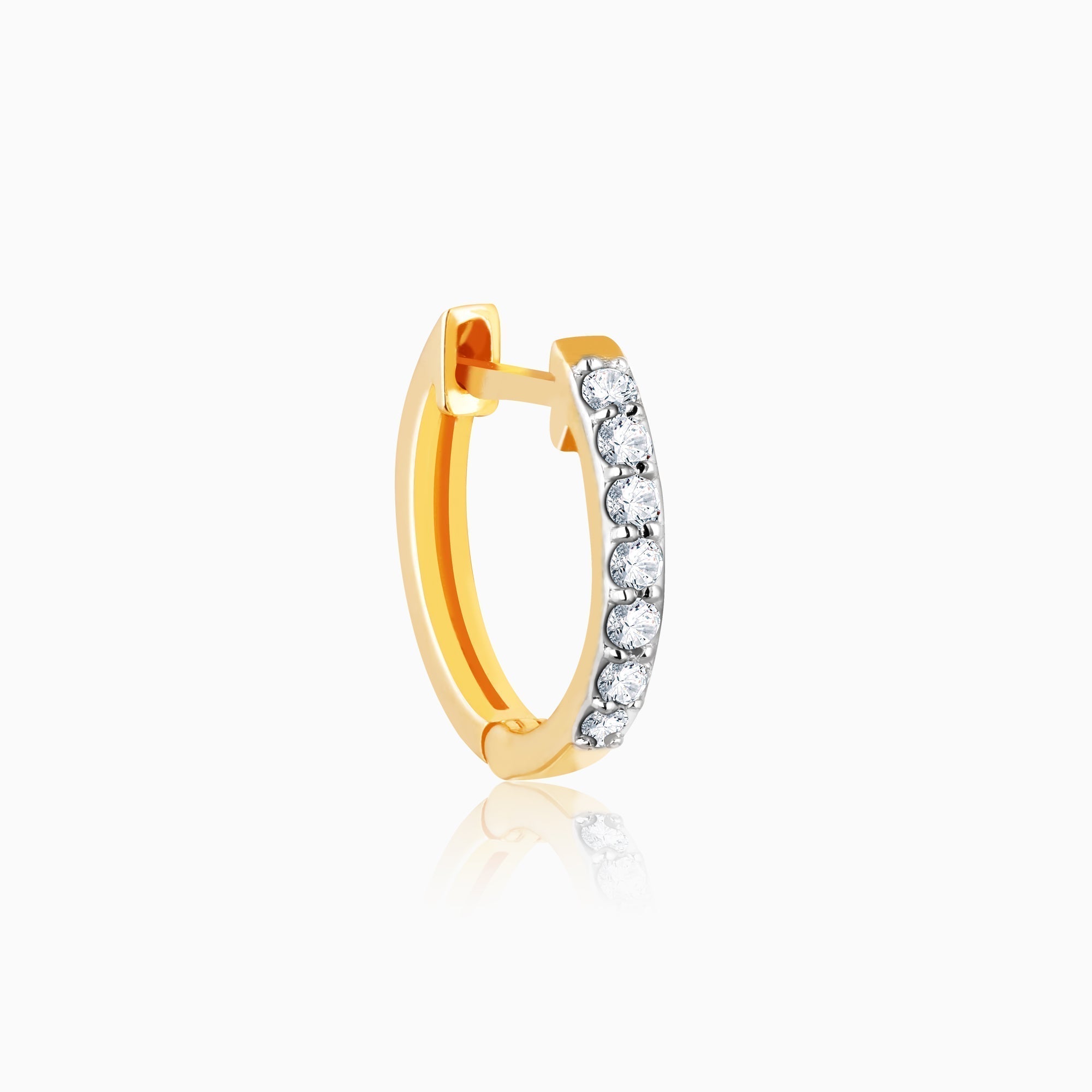 Gold Glowing Sphere Diamond Hoop Earrings