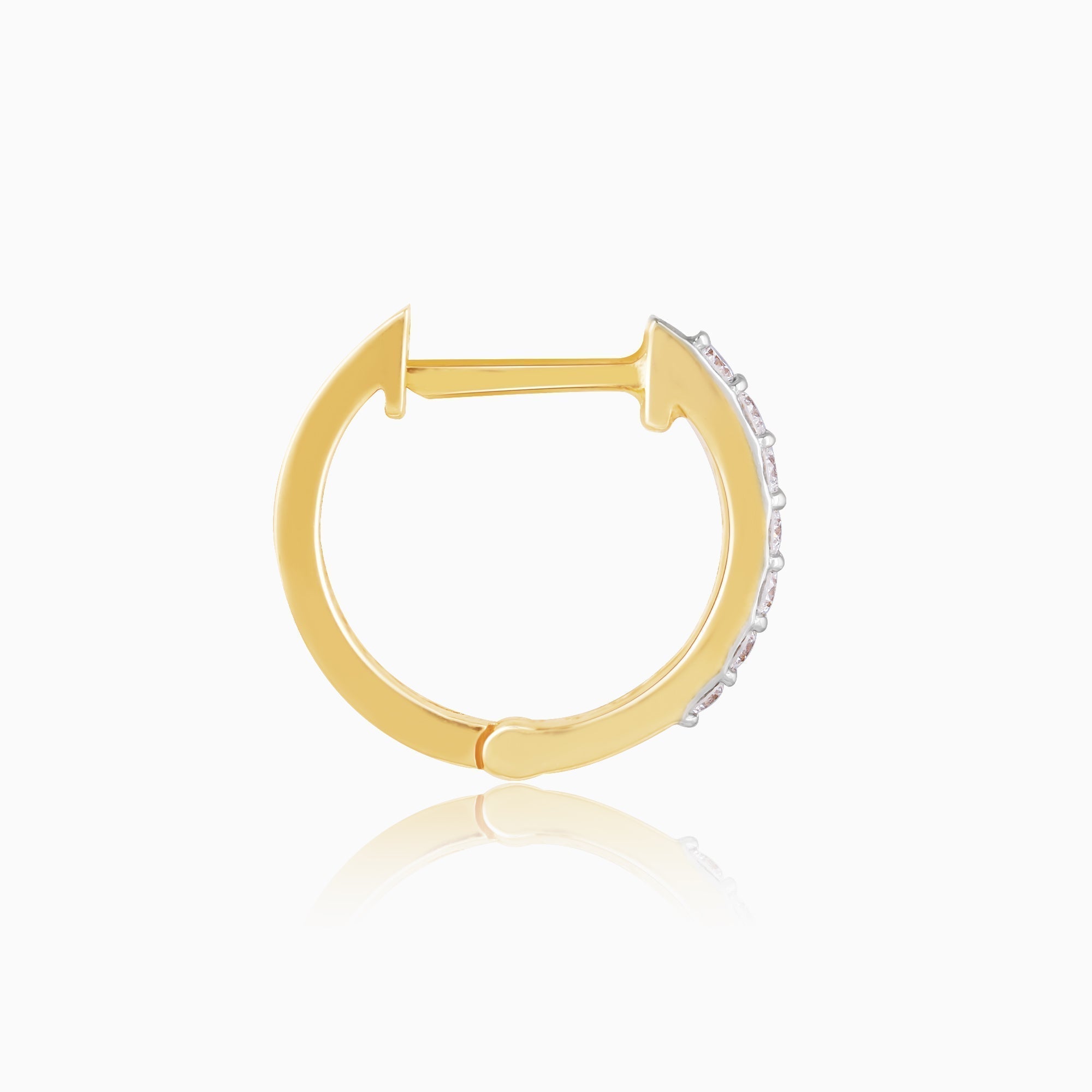 Gold Glowing Sphere Diamond Hoop Earrings