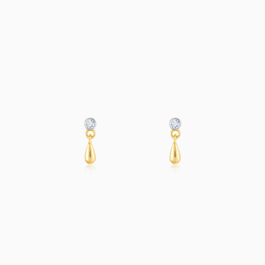 Gold Raindrop Solitaire Diamond Earrings