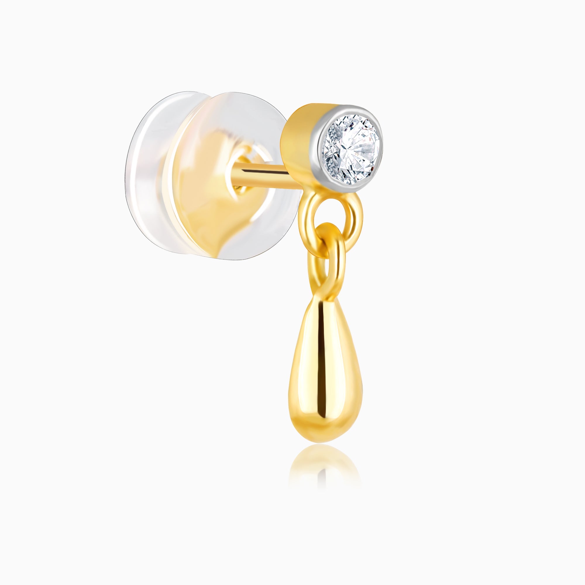 Gold Raindrop Solitaire Diamond Earrings