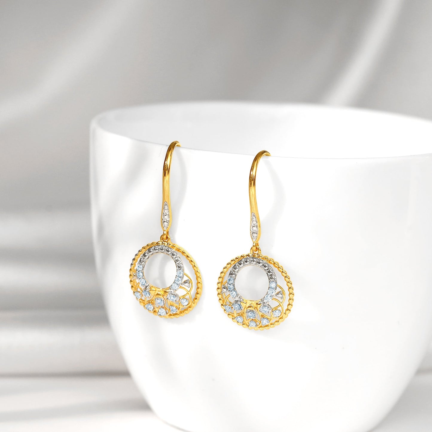 Gold Circle of Grace Diamond Earrings