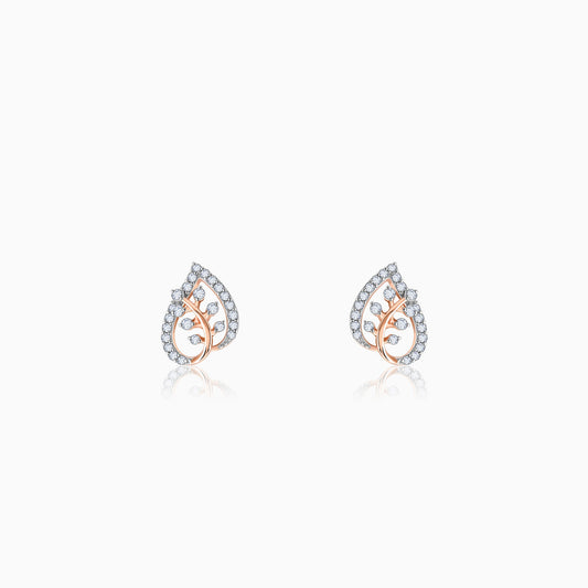 Rose Gold Leafy Love Diamond Earrings