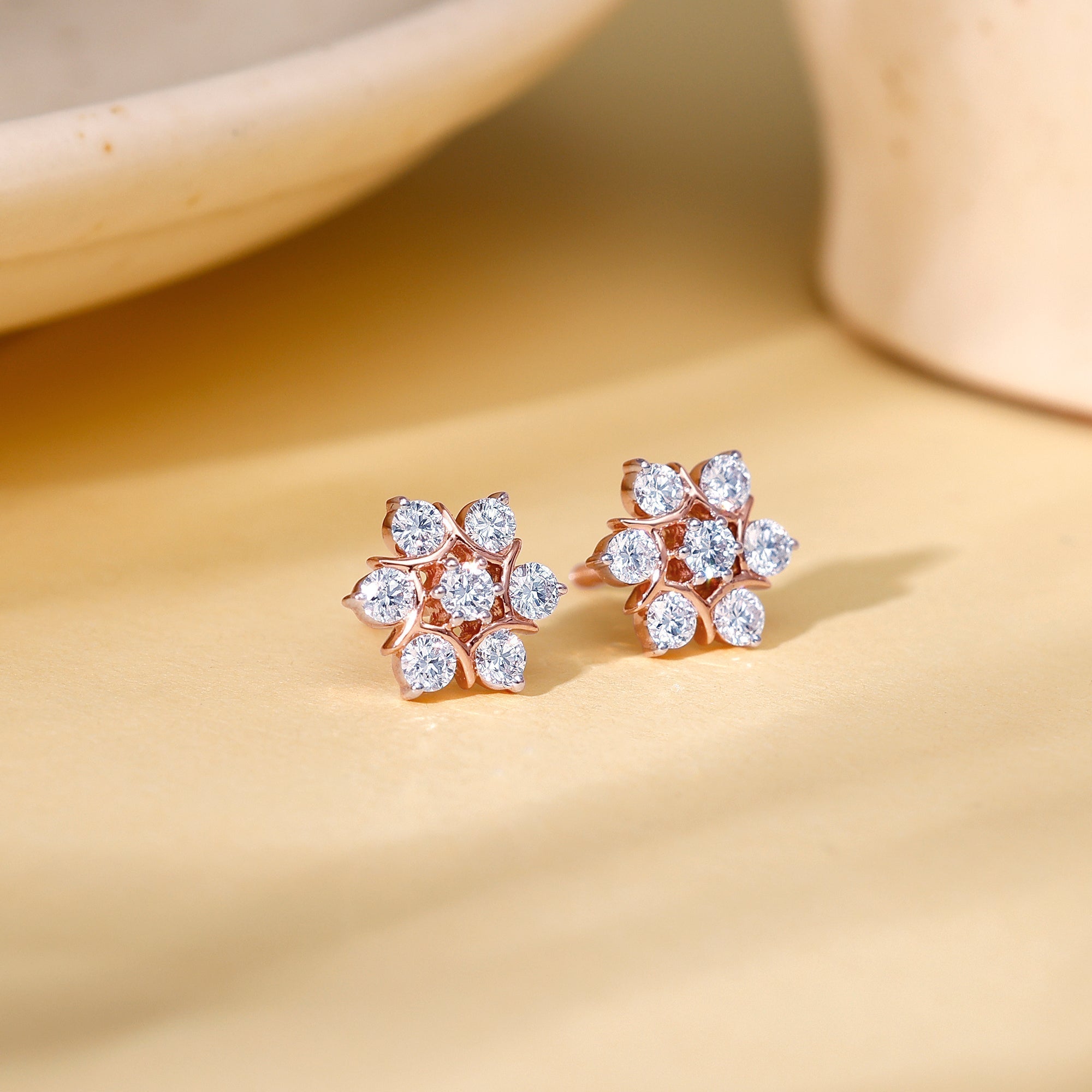 Gold Luminary Solitaire Diamond Earrings