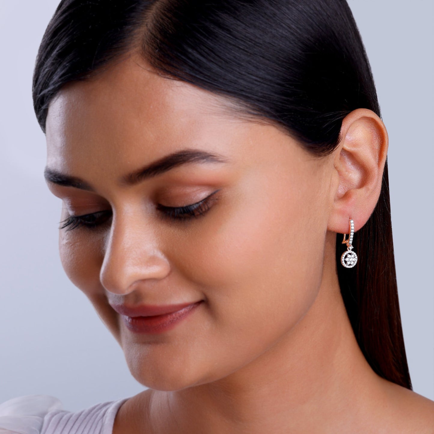 Rose Gold Harmony Solitaire Diamond Drop Earrings