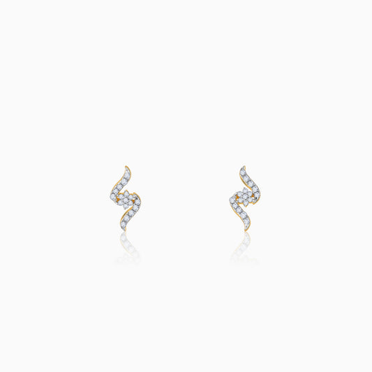 Gold Wavy Chakra Diamond Earrings