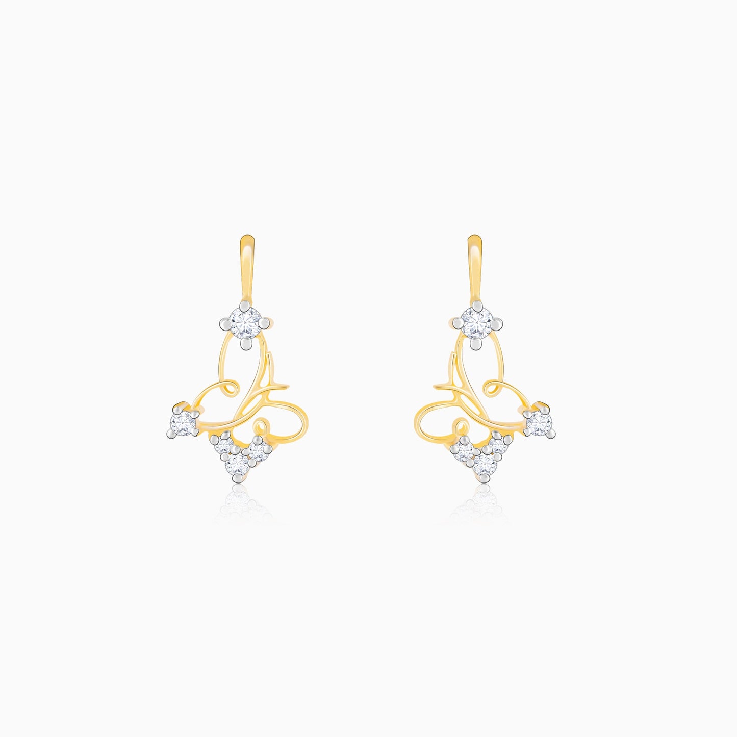 Gold Winsome Butterfly Diamond Earrings