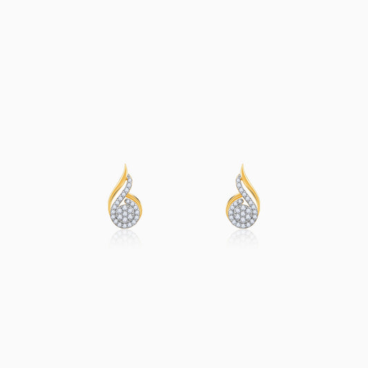 Gold Sparkling Flow Diamond Earrings