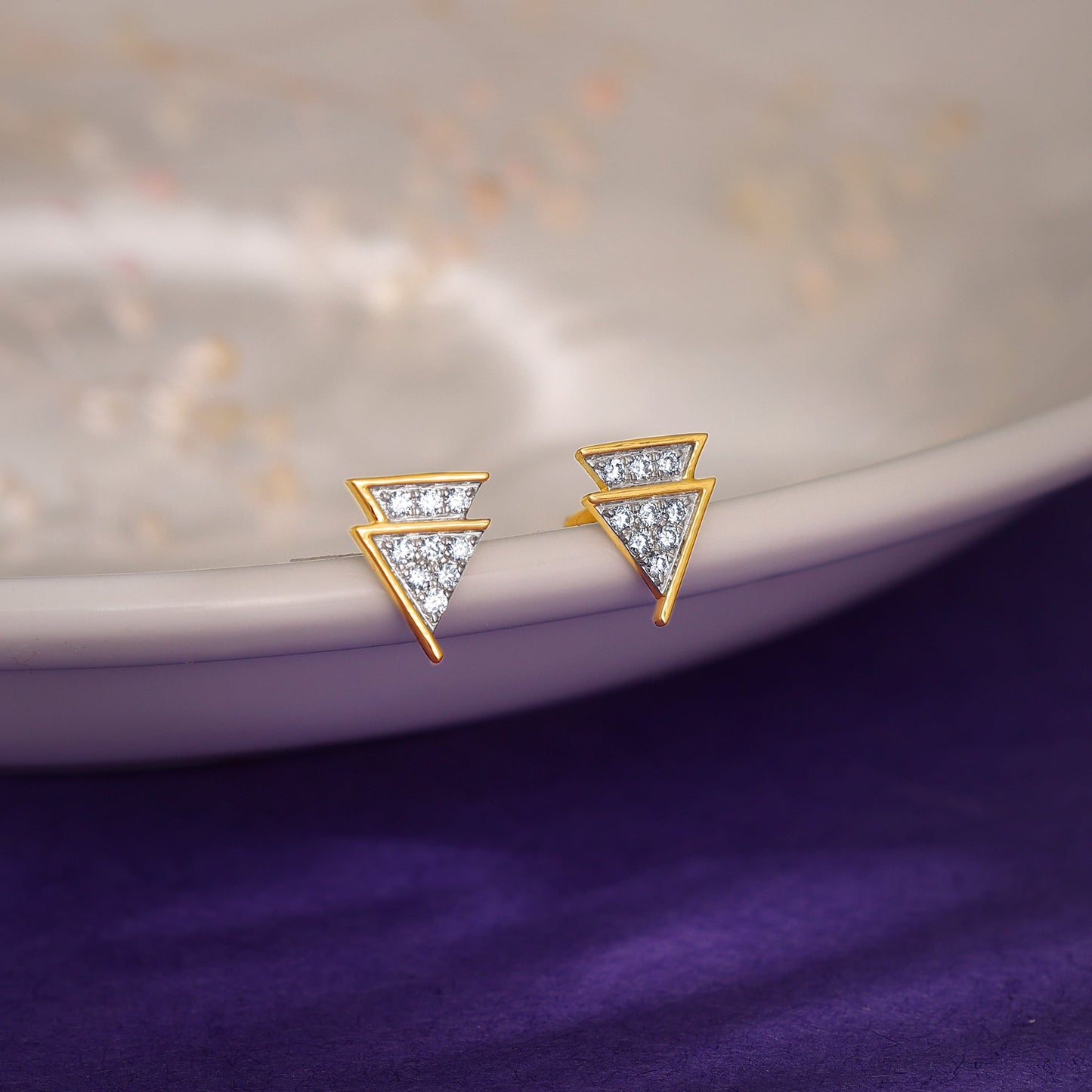 Gold Trilliant Diamond Earrings