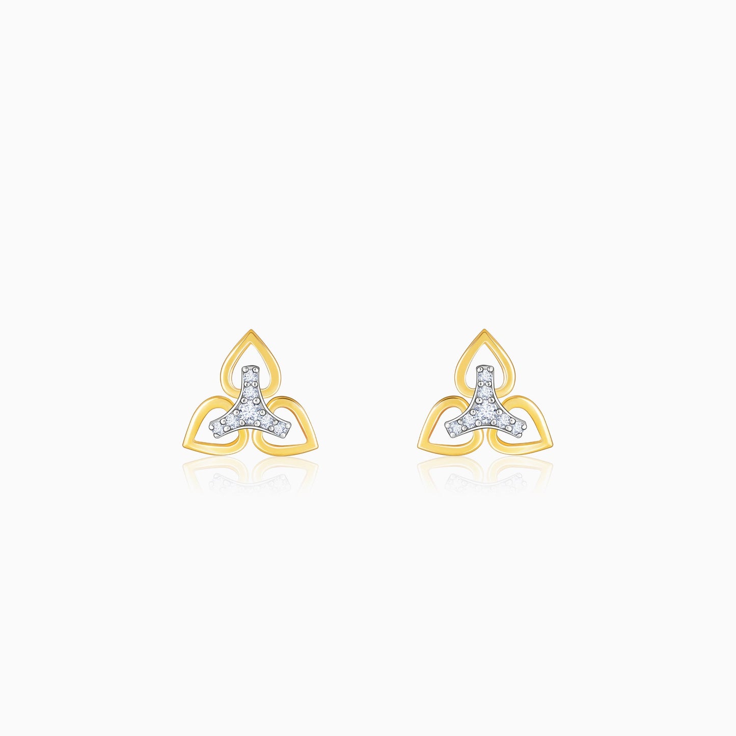 Gold Triple Floret Diamond Earrings