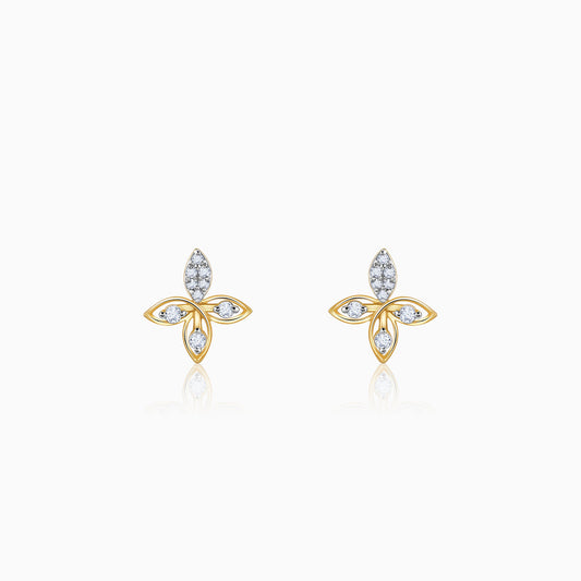 Gold Auric Flower Diamond Earrings