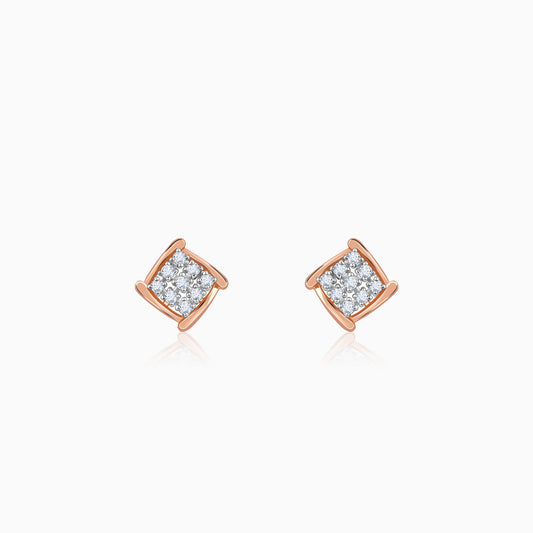 Rose Gold Sparkling Square Lab Grown Diamond Earrings