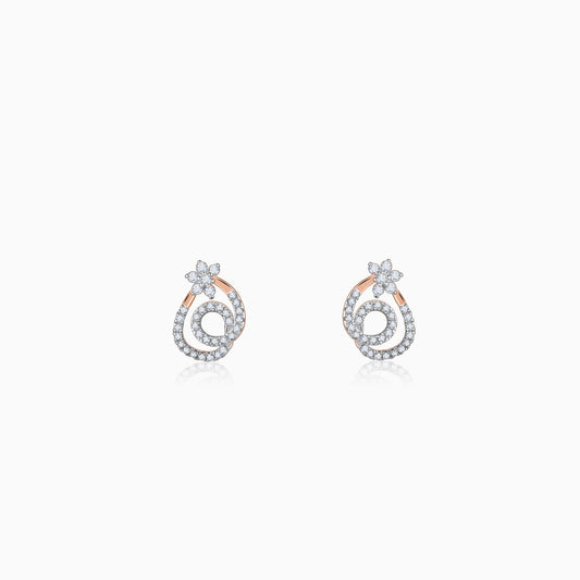 Rose Gold Twist of Grace Diamond Earrings