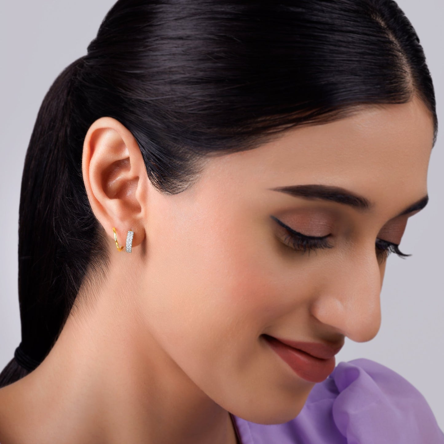 Gold Unis Solitaire Diamond Earrings