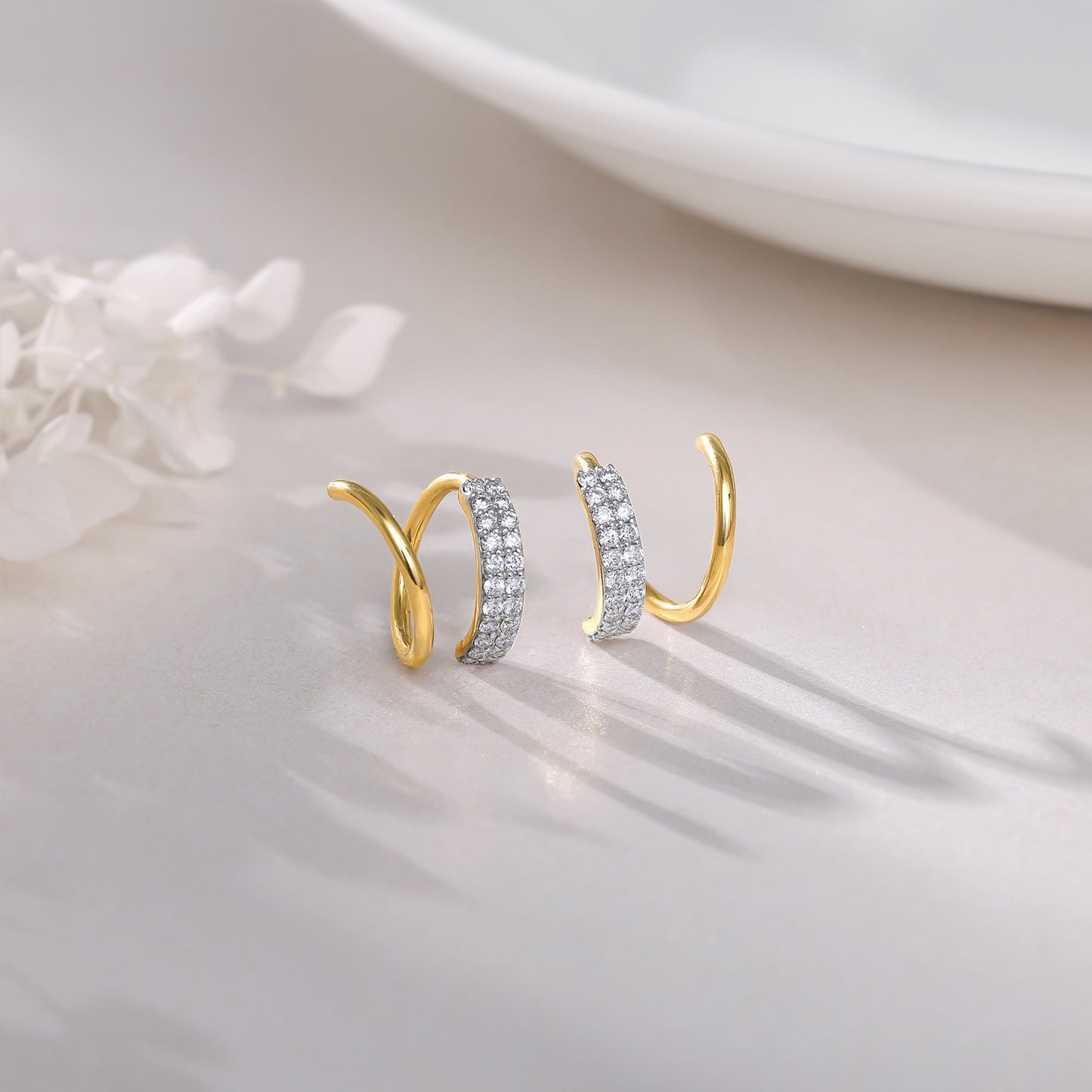 Gold Unis Solitaire Diamond Earrings