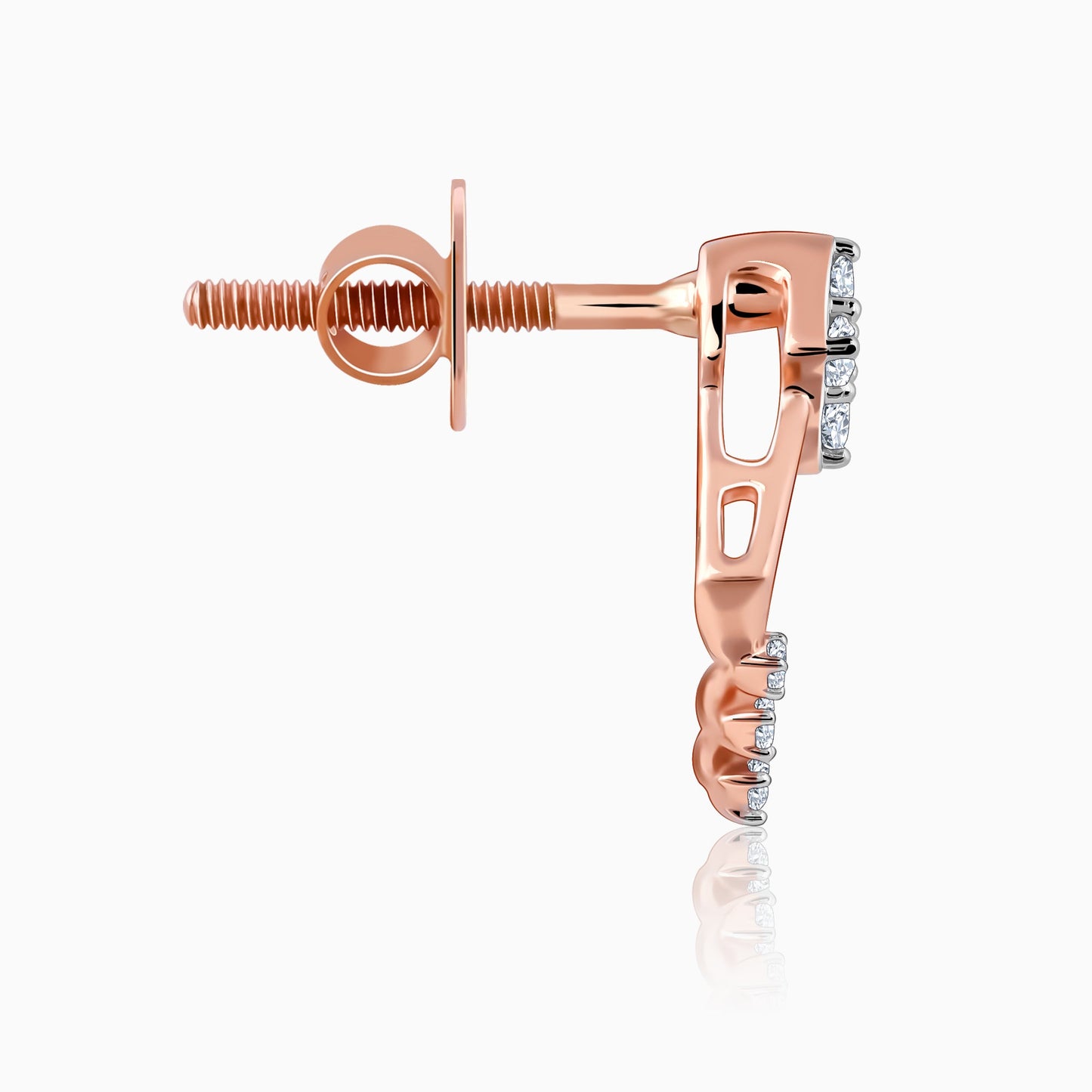 Rose Gold Radiant Rhombus Diamond Earrings