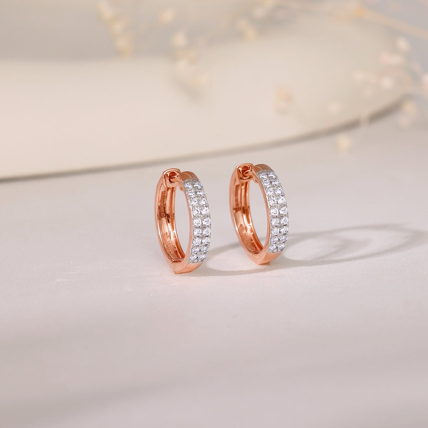 Rose Gold Huggies Lab Grown Diamond Earrings