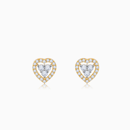 Gold Heartlet Diamond Earrings