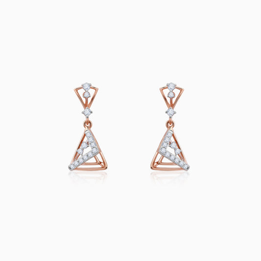Rose Gold Ternion Lab Grown Diamond Dangler Earrings